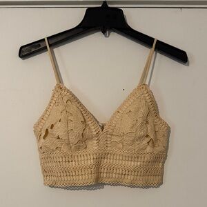 Love Tree Ribbed Knit Top in Cream